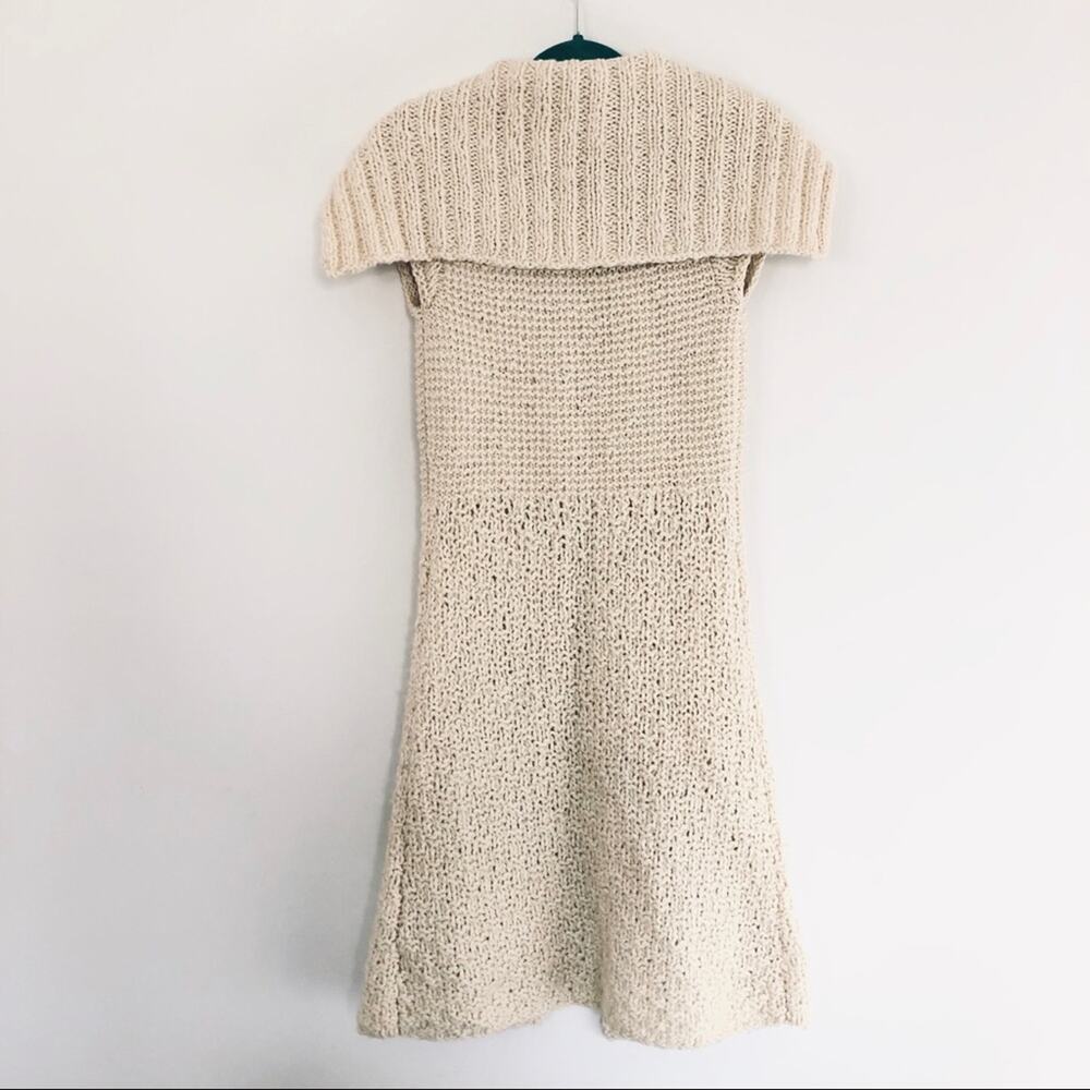 FREE PEOPLE RARE! Handmade Fisherman’s Wool Cardigan Sweater Duster Cream XS - Picture 3 of 10